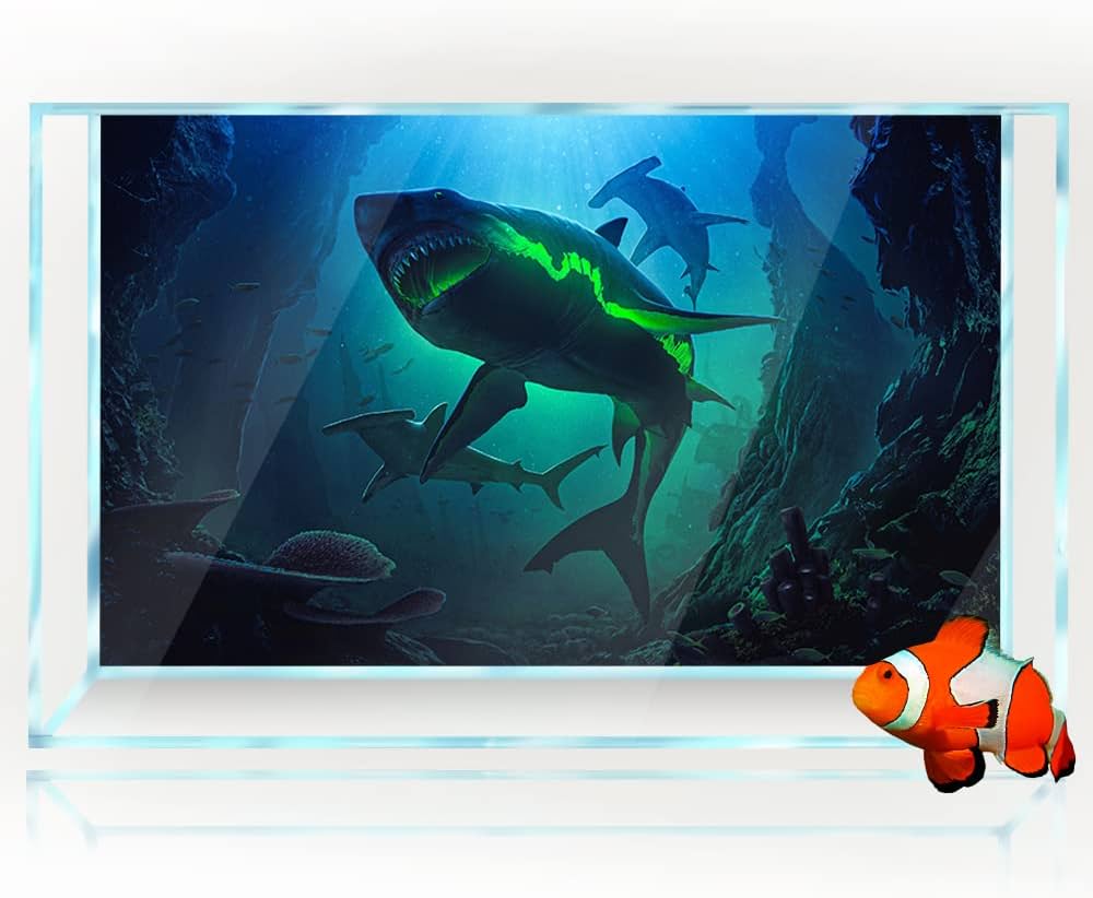 1000x822 Fish Tank Background 3D Shark Dark Sea