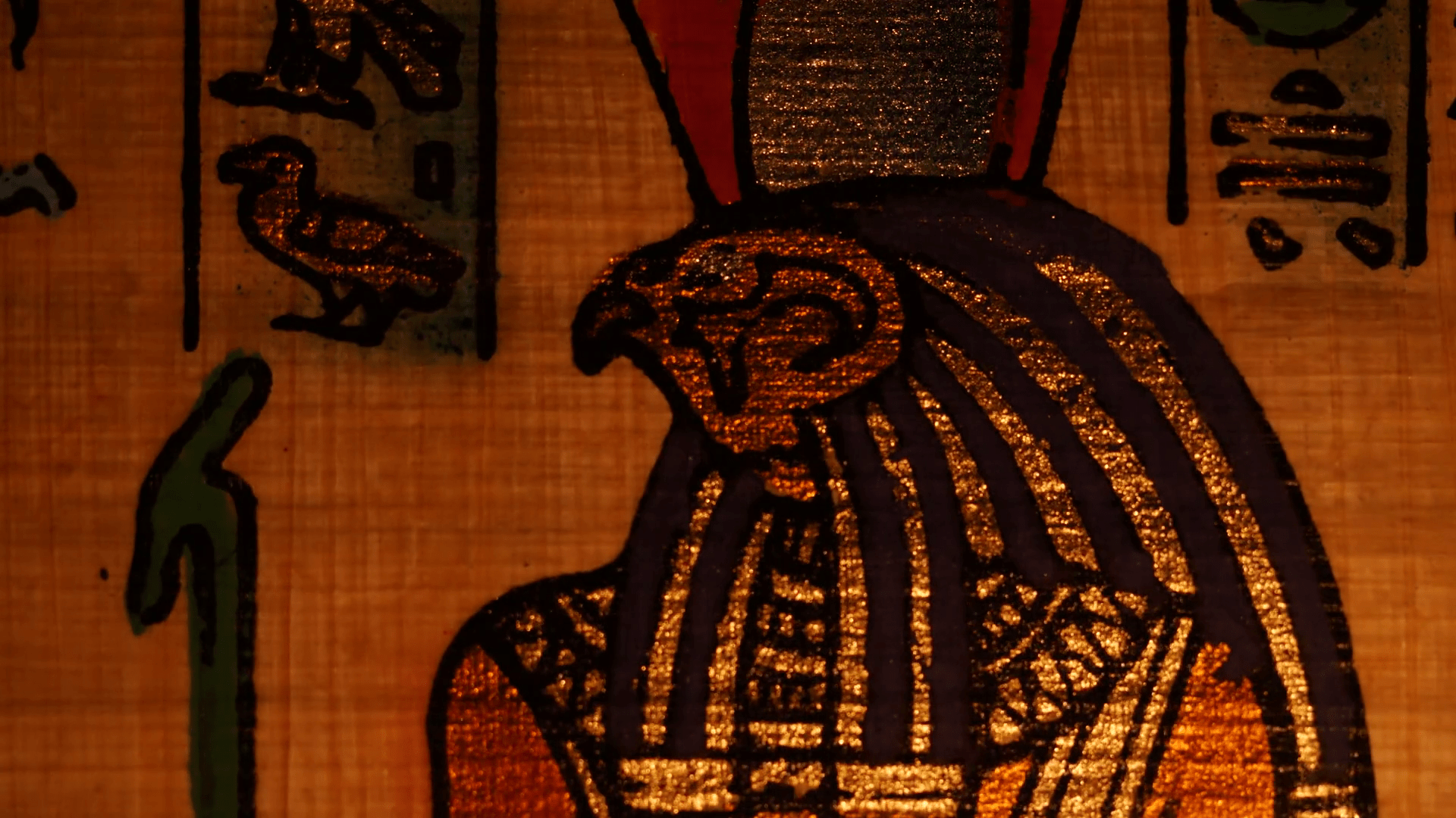 1920x1080 Ra Egyptian God Of Sun Old Artifact on Papyrus Stock Video Footage
