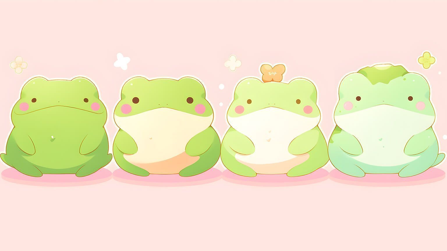 1536x864 Cute Frogs Light Pink Desktop Wallpaper