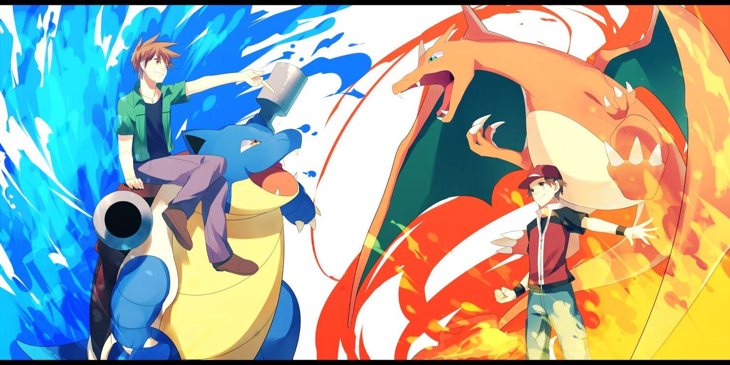 1500x750 Achiki All Male Blastoise Brown Eyes Brown Hair Charizard