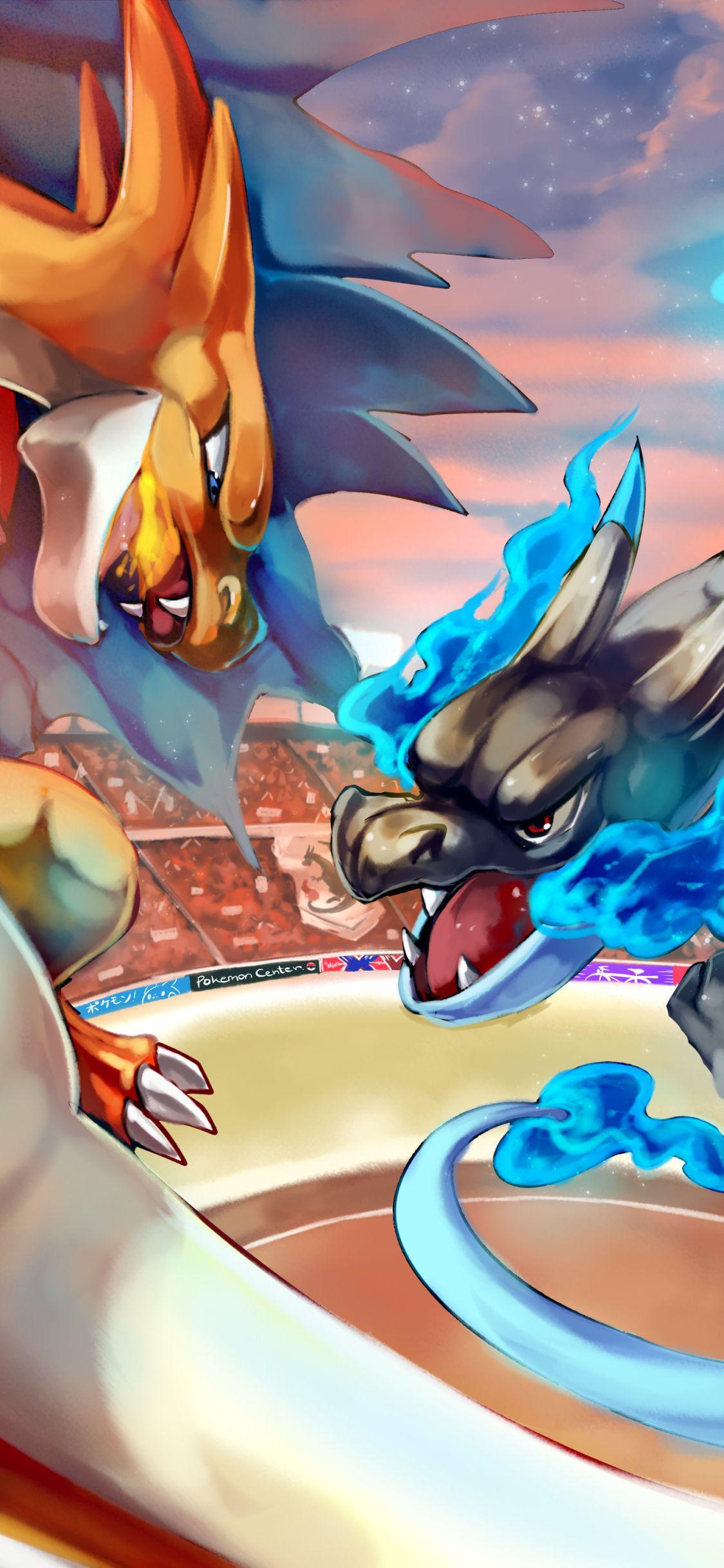 1125x2436 Pokemon HD: Pokemon Mega Charizard X Wallpaper