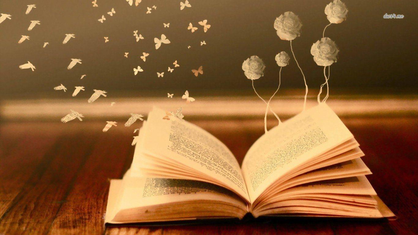 Download wallpaper 3840x2160 flowers and book, reading 4k wallpaper, uhd  wallpaper, 16:9 widescreen 3840x2160 hd background, 24798