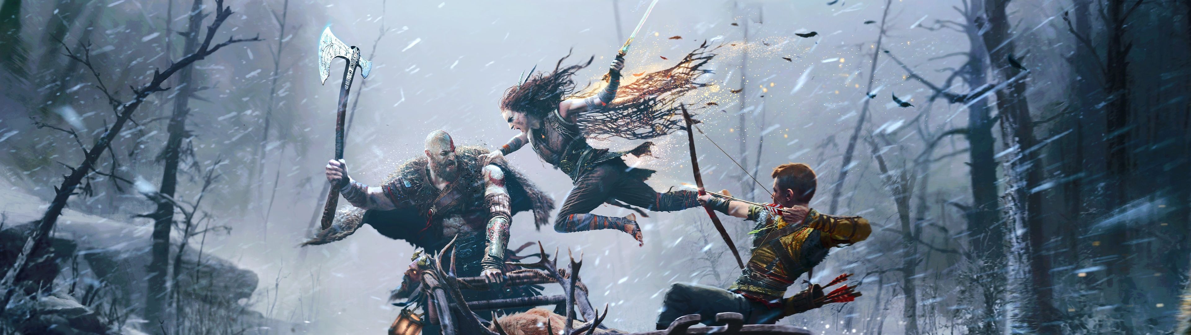 3840x1080 God of War Ragnarök Wallpaper 4K, Key
