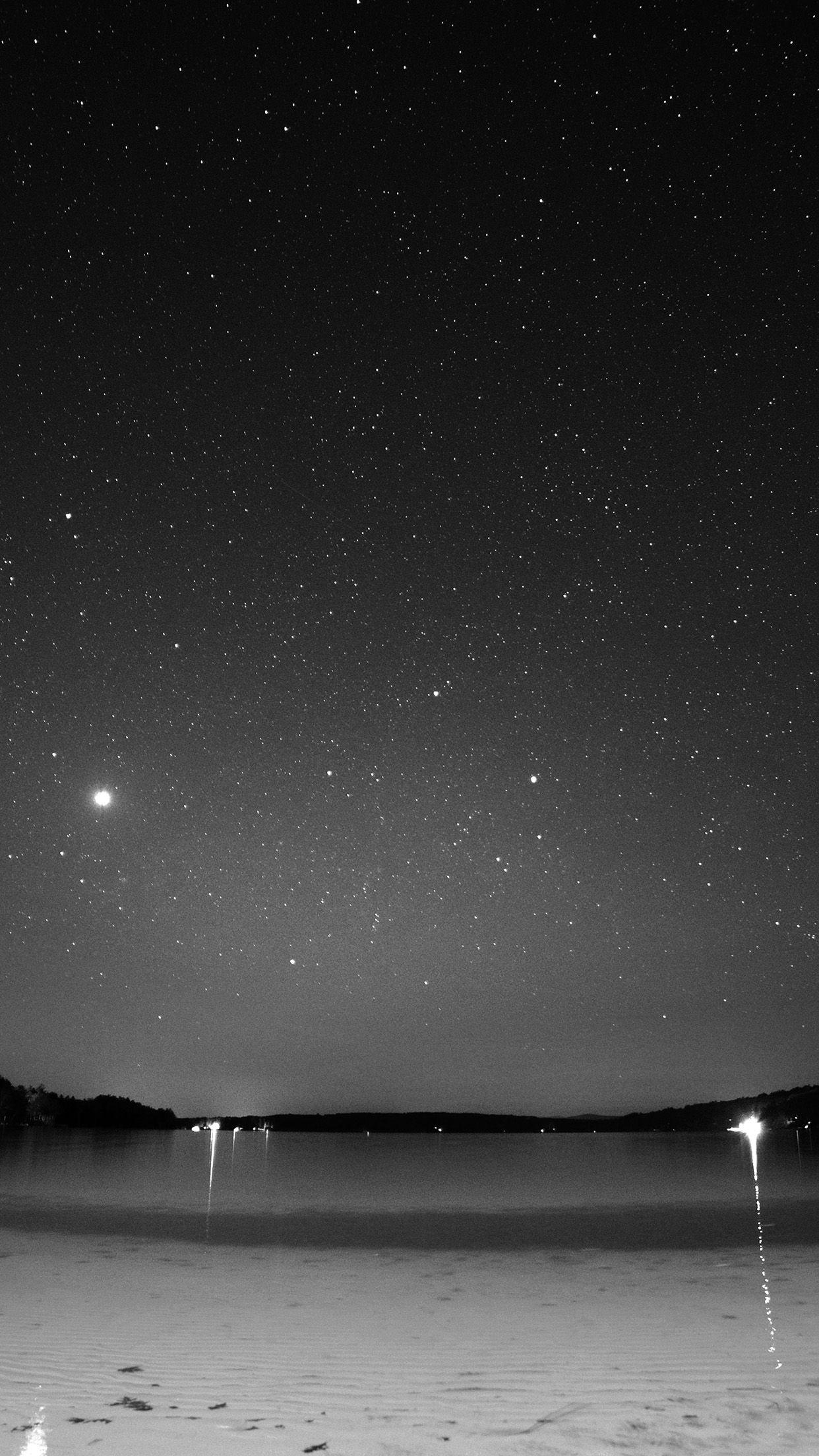 1242x2208 Night Beach Sea Vacation Nature Star Sky Dark Bw Android