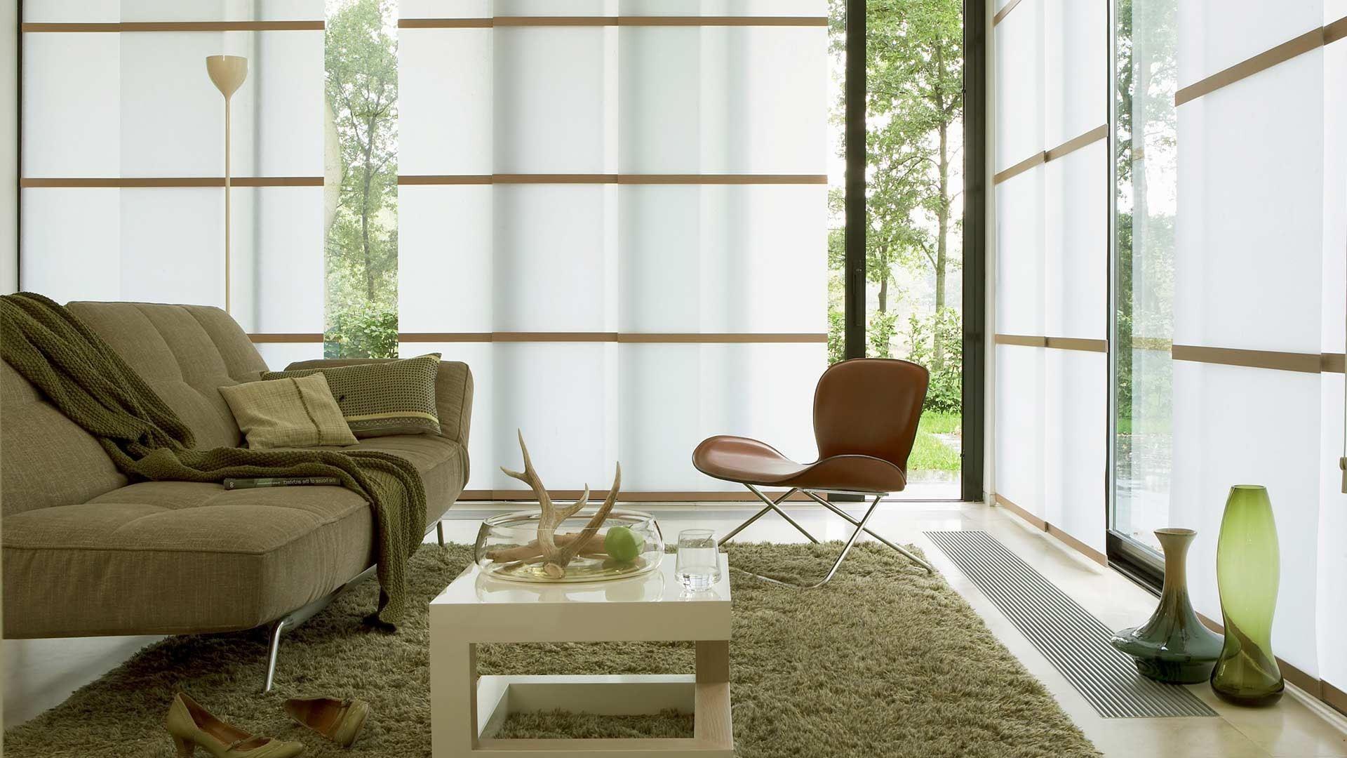 1920x1080 Japanese Style Living Room Floral Wallpaper Beside Glass Window