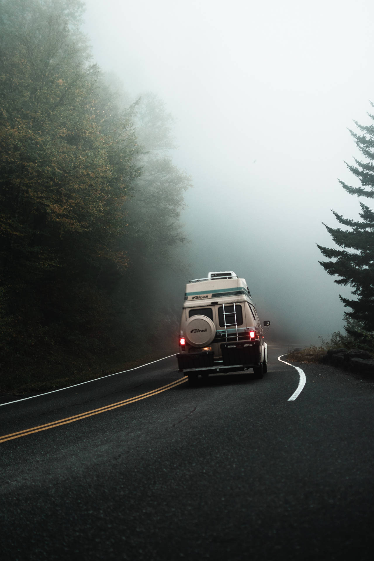1280x1920 Foggy Road Top iPhone Wallpaper