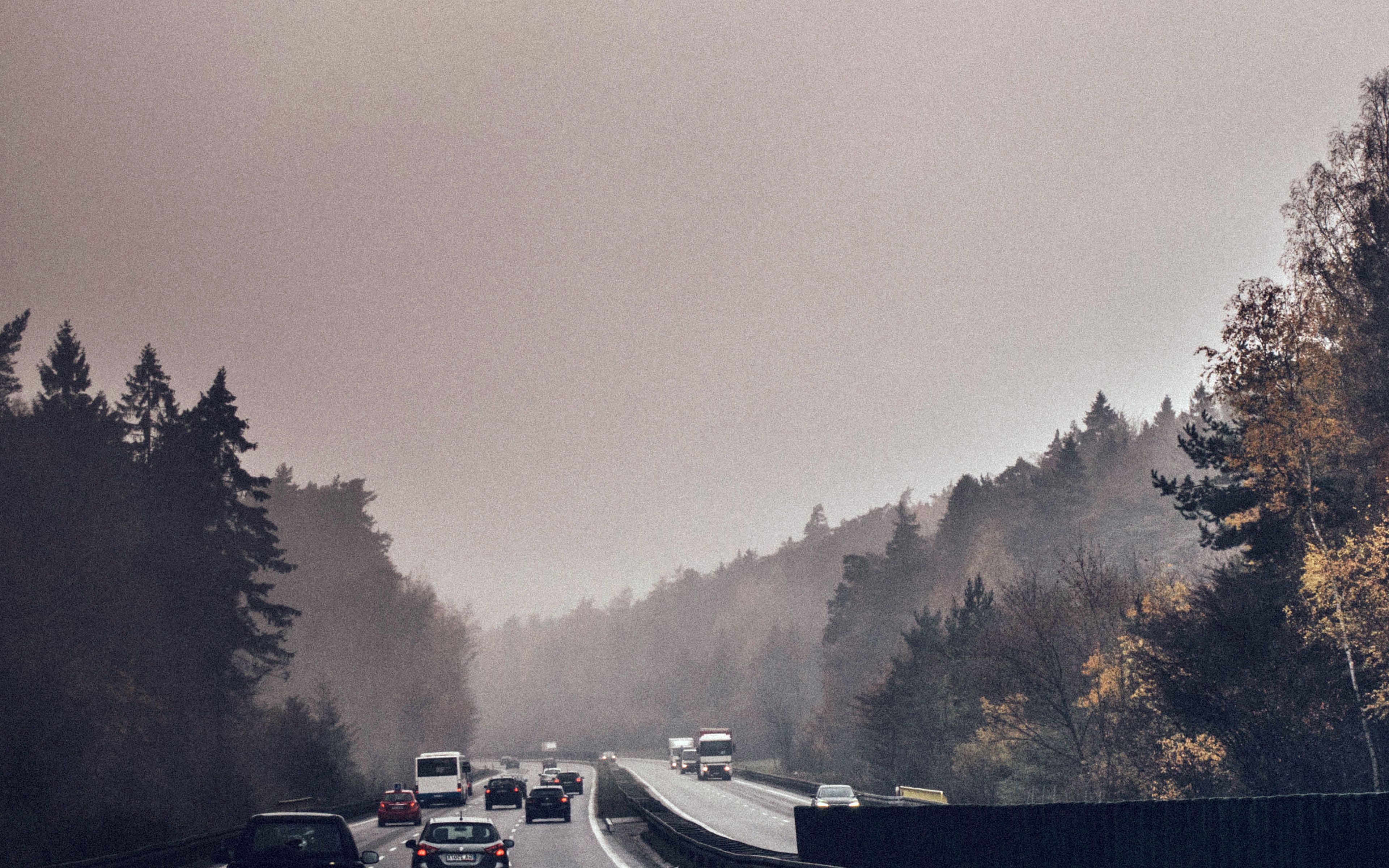 3840x2400 Road Drive Afternoon Nature Foggy
