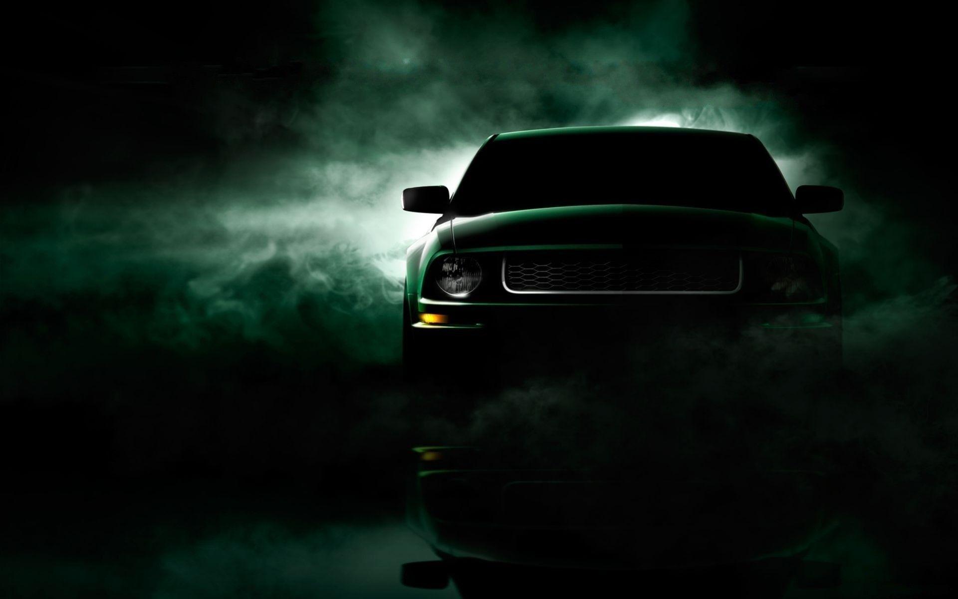 Машина фон для гачи. Ford Mustang. Ford Mustang Dark. Форд Мустанг черная с зелёными фарами. Авто на темном фоне.