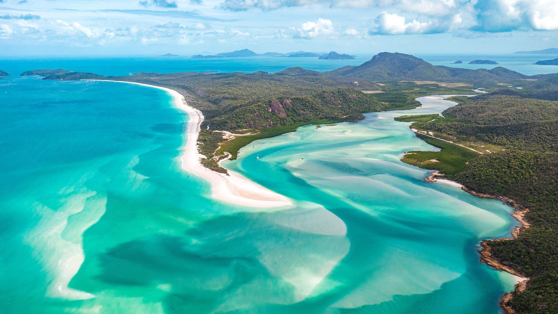 1920x1080 Aerial view of Whitehaven white sand