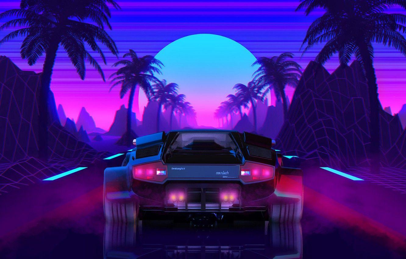 80s Retro Neon Car Dual Wallpaper