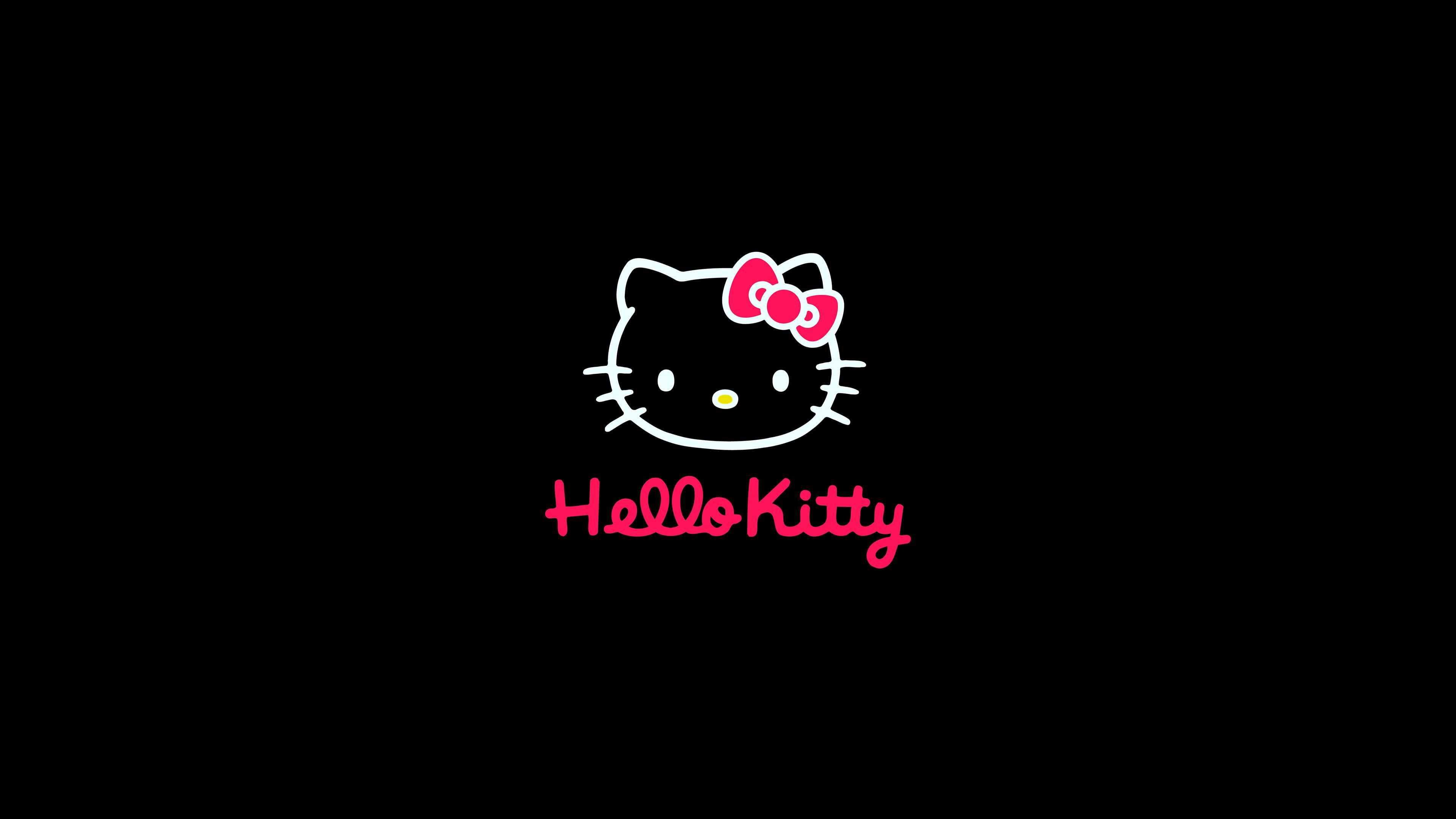 3840x2160 Hello Kitty Logo Art Cute Dark