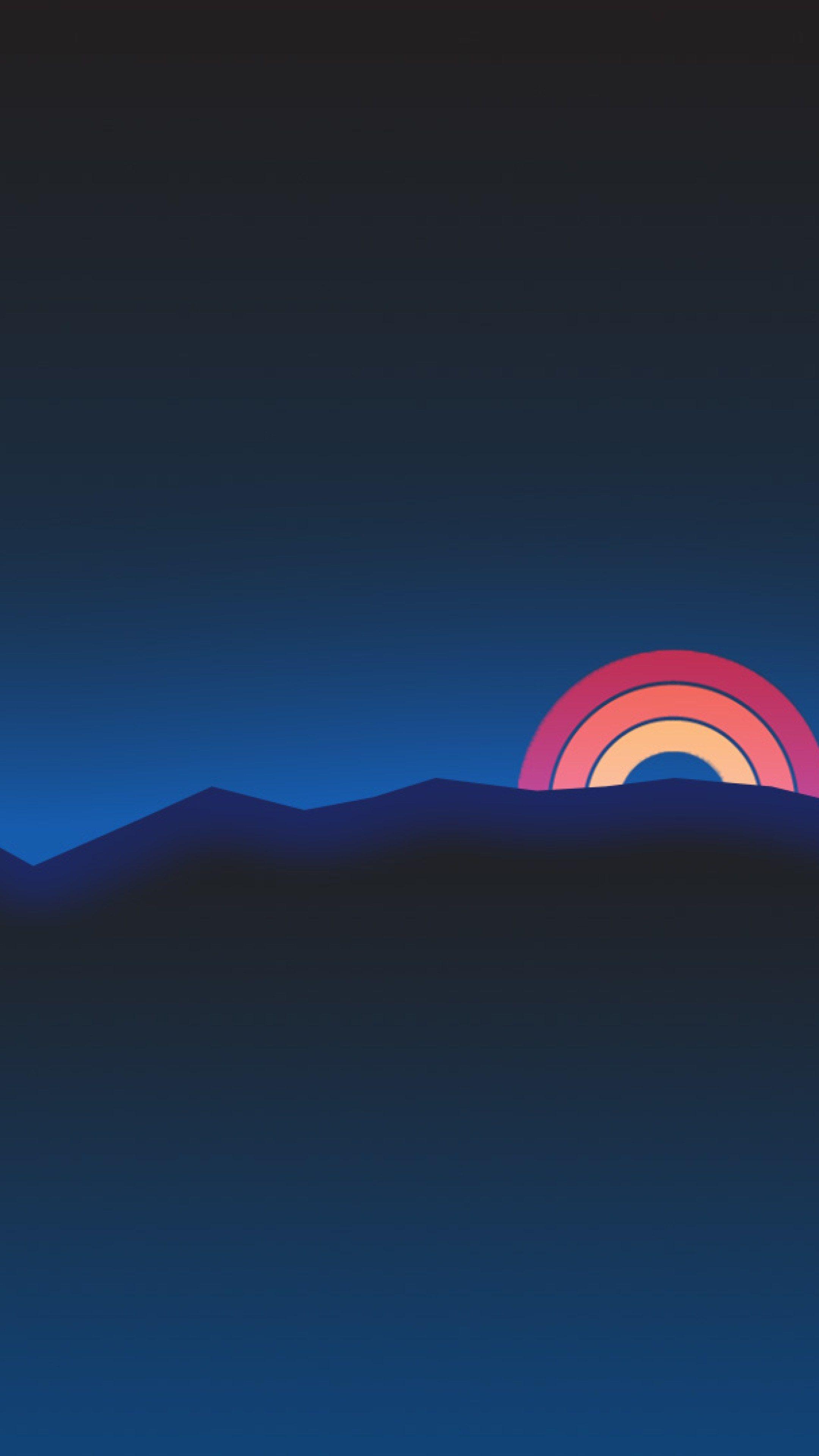 2160x3840 Neon Sunset Rainbow Minimal Retro Style Full HD 2k