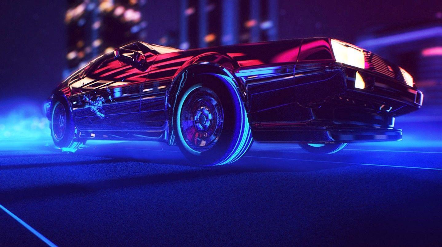 1438x806 car, #retro Games, #neon, #synthwave, s, #delorean