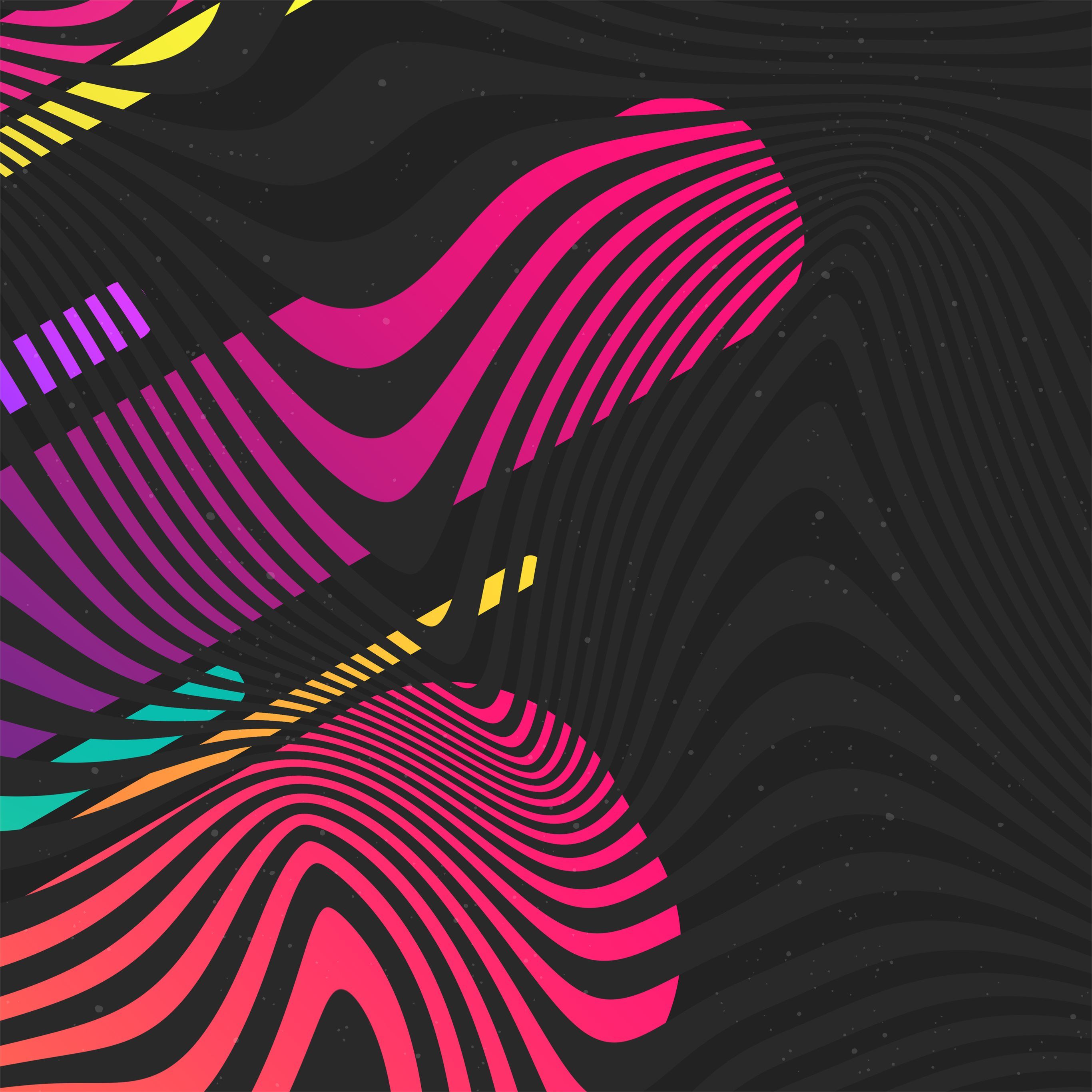 2732x2732 pipes threads grey colorful abstract 8k