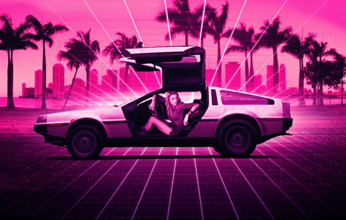 80s Retro Neon Car Dual Wallpaper