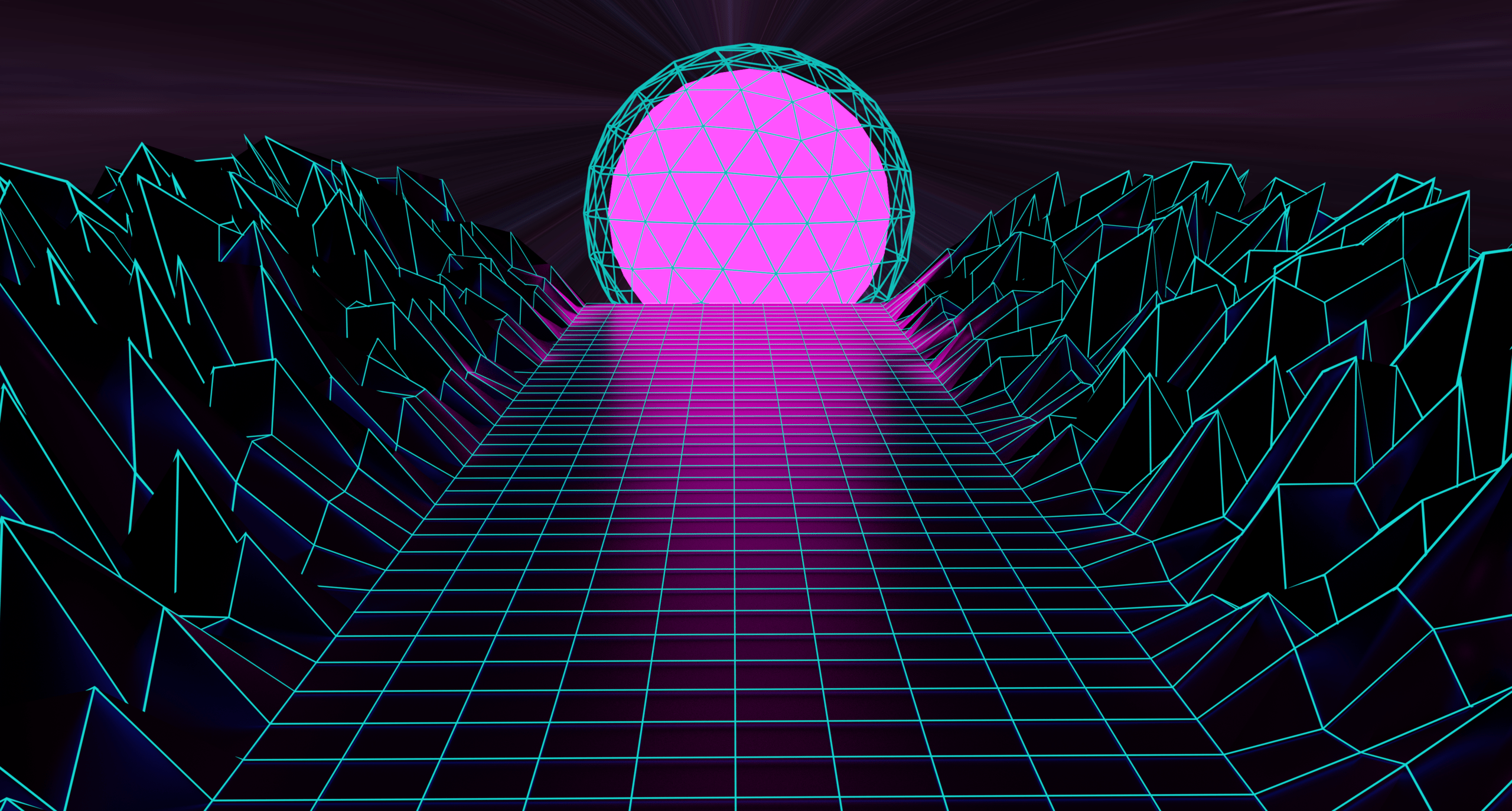 2560x1373 80s retro futuristic wallpaper: outrun