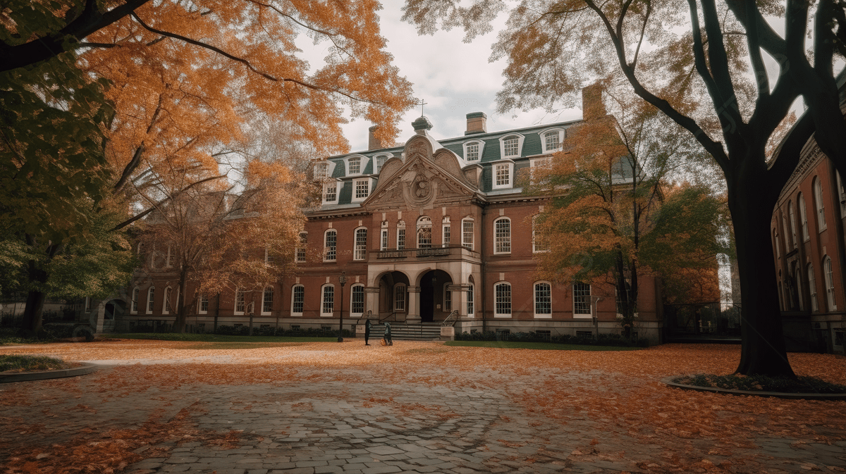 1200x673 Old Brick University Campus With Leaves