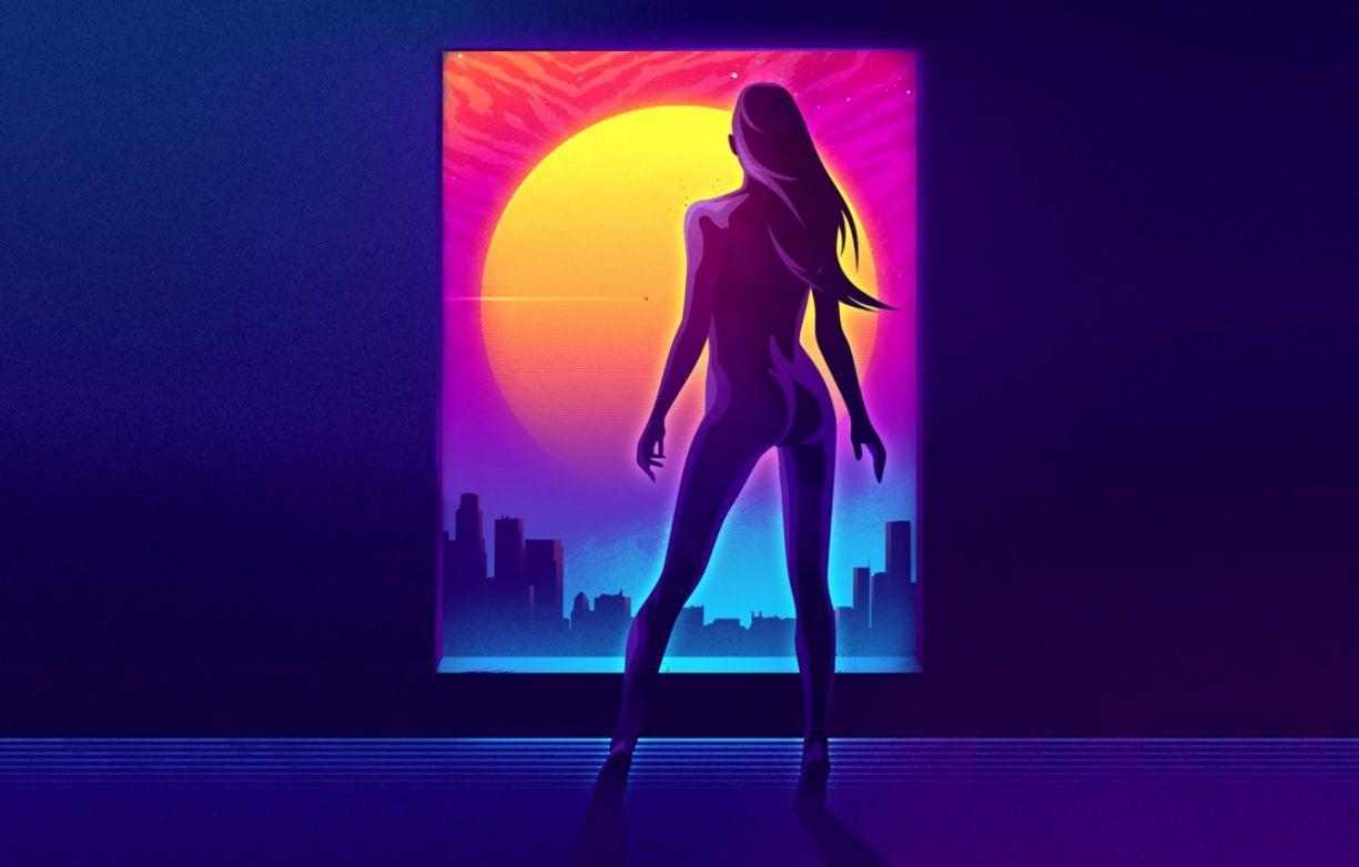 1225x782 Neon Retro Girl Wallpaper