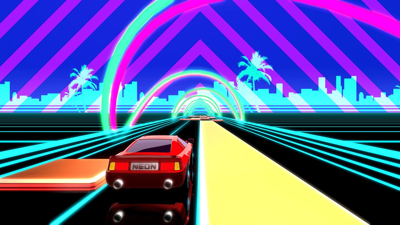 1334x750 Neon Drive Arcade Game: a game