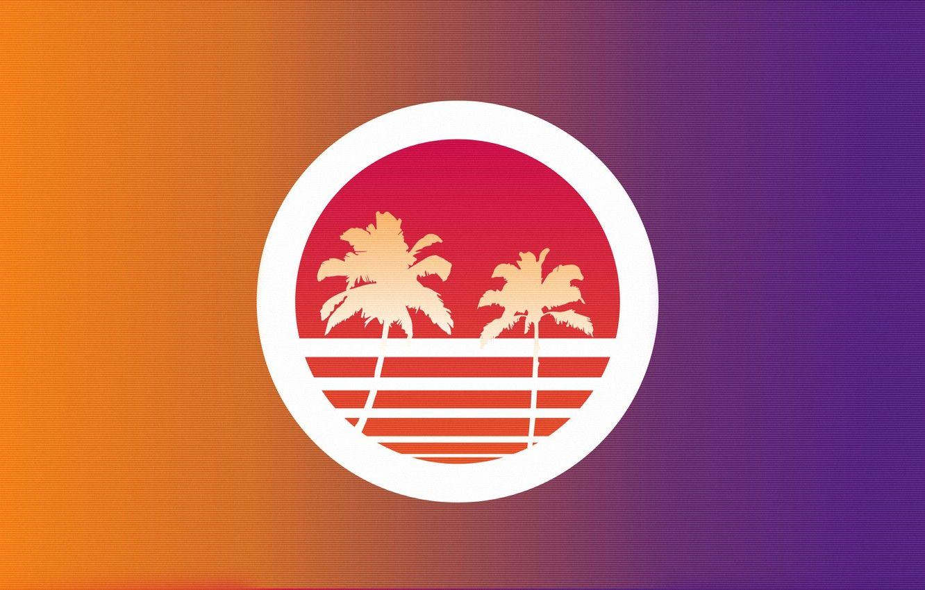 1332x850 Wallpaper Minimalism, Music, Palm trees, Background, 80s