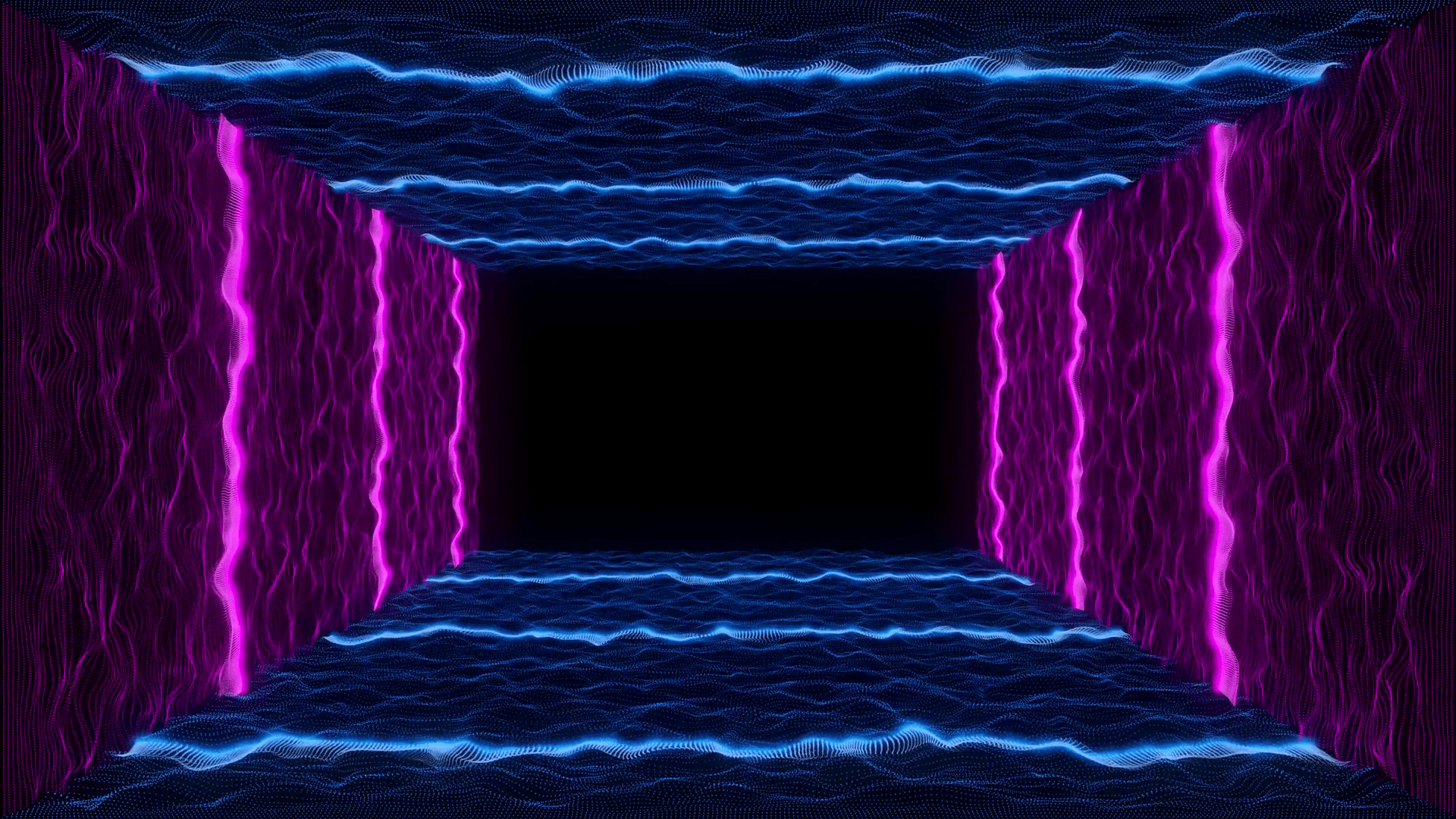 1920x1080 Retro Futuristic Abstract Neon Outro. 80s Vintage VHS Tape Style Particle Landscape VJ Motion. Digital Arcade Video Game Sci Fi Grid Fades Isolated