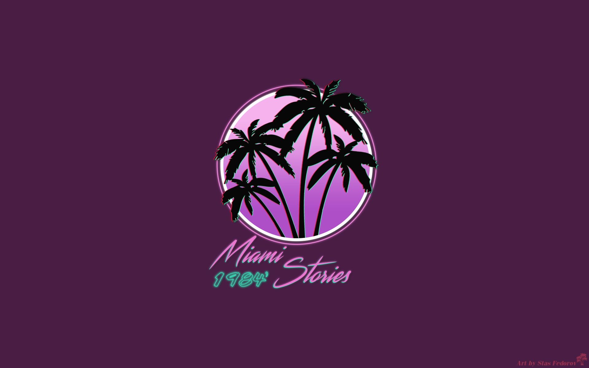 1920x1200 HD wallpaper: Photohop, texture, neon, palm trees, 1980s