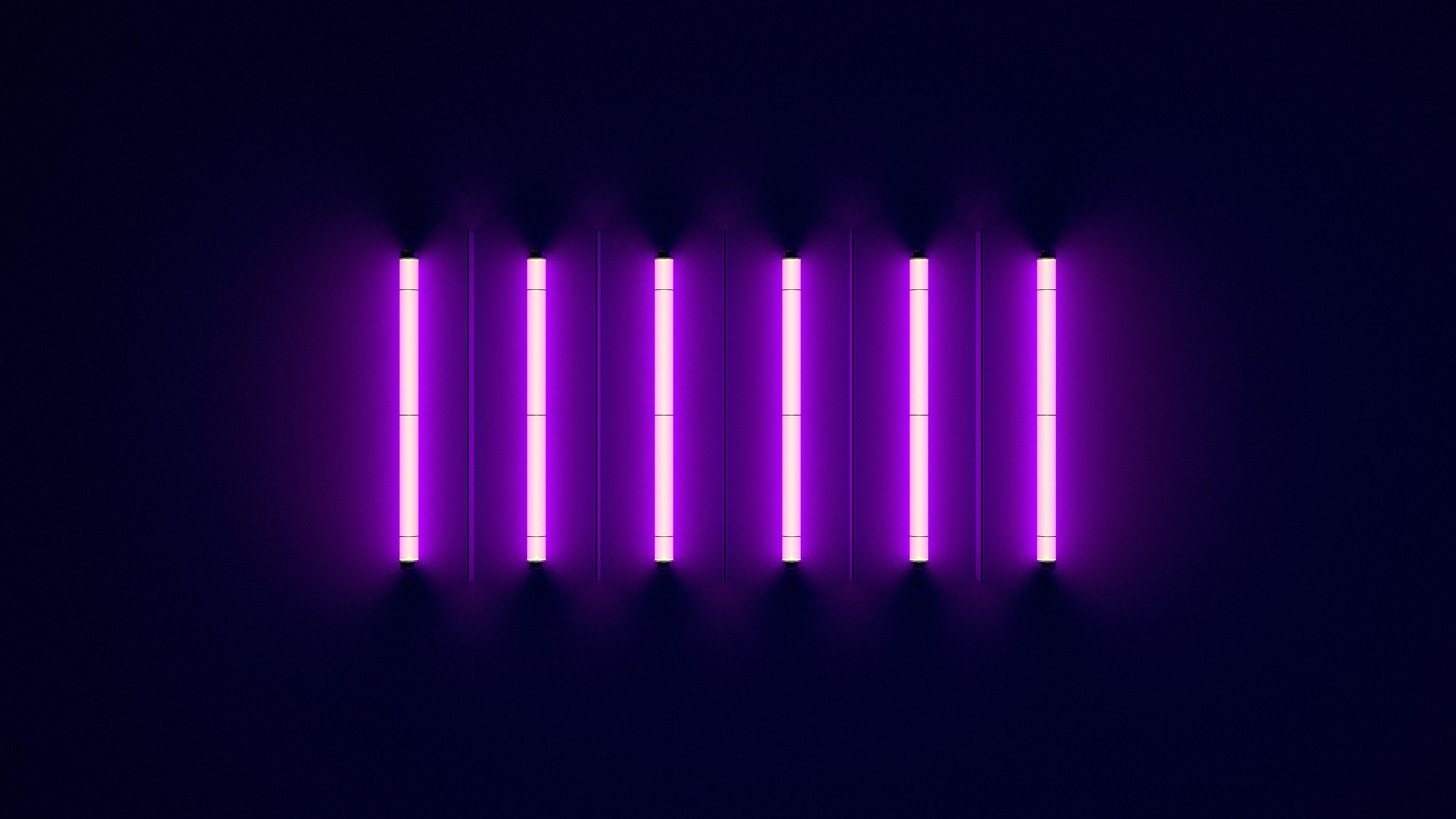 3840x2160 Wallpaper Neon lights, Purple, Dark, 4K, Photography