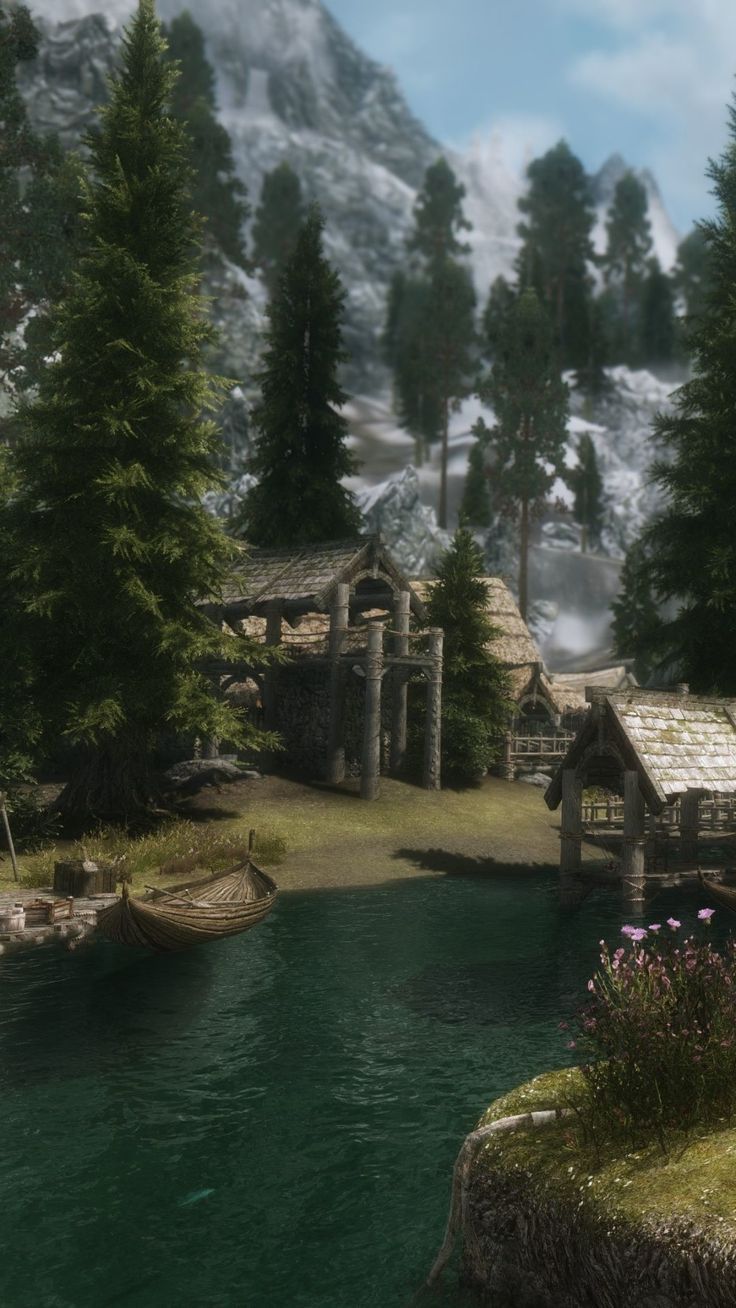 736x1308 Majestic Skyrim Landscape Wallpaper