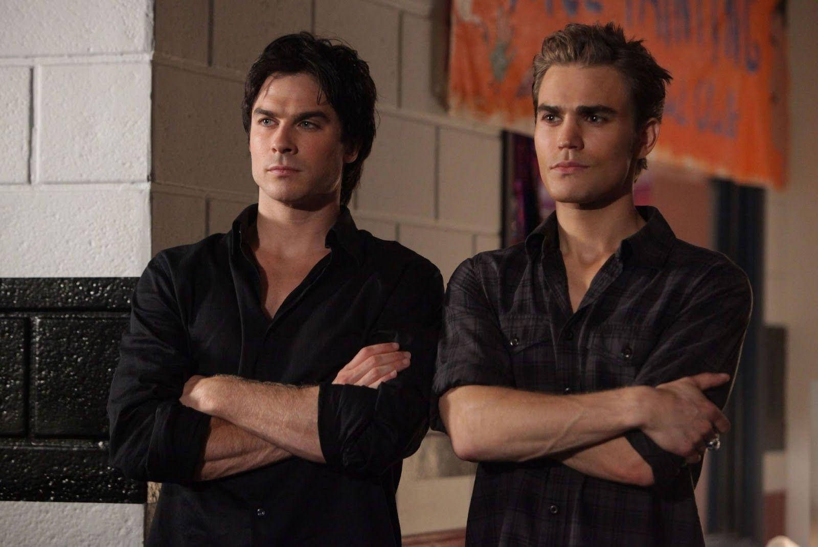 1600x1070 Damon Salvatore Crossed Arms Wallpaper