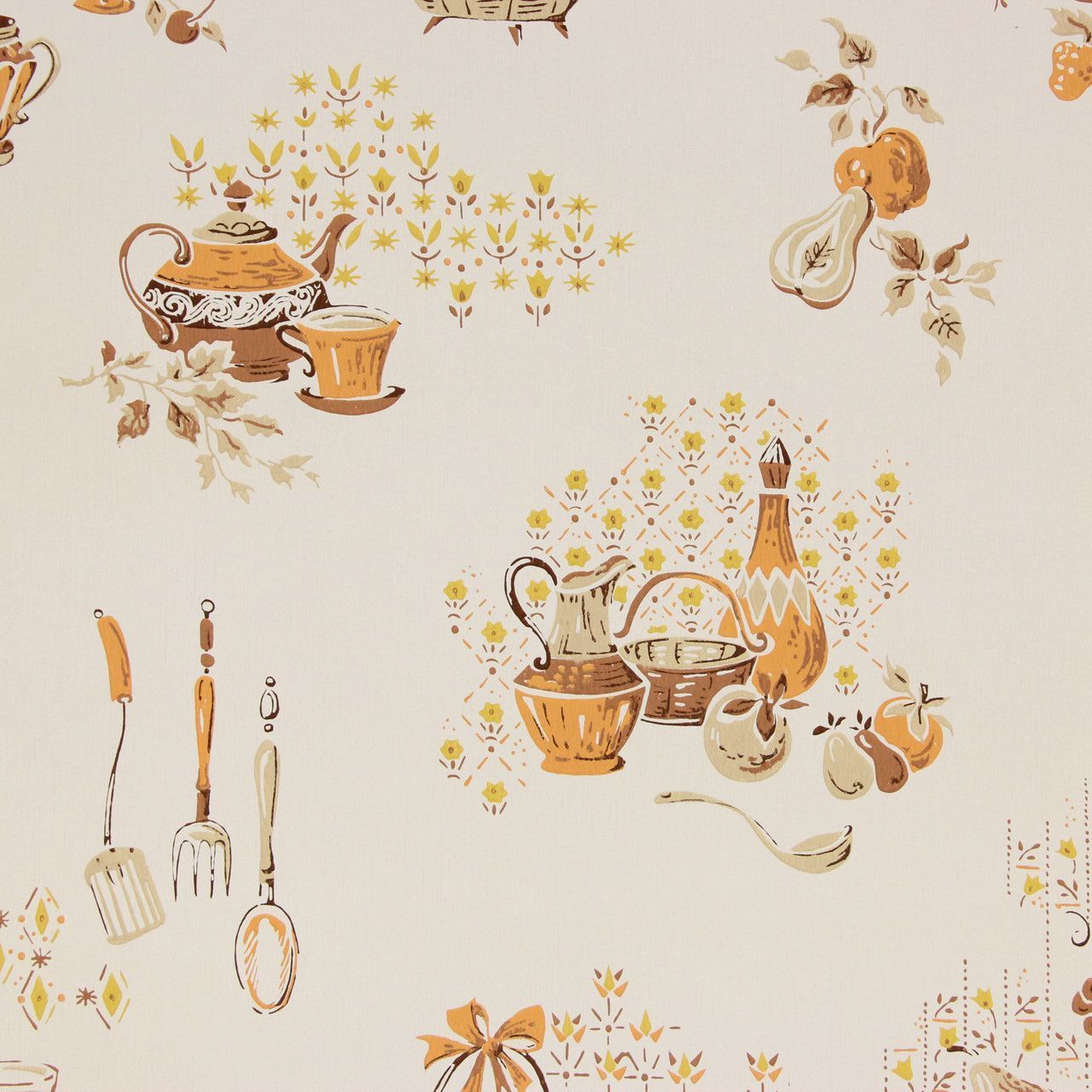 1280x1280 1960s Vintage Wallpaper Orange Brown