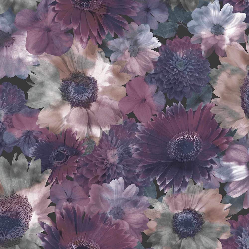 1000x1000 Superfresco Easy Midnight Garden Purple Wallpaper
