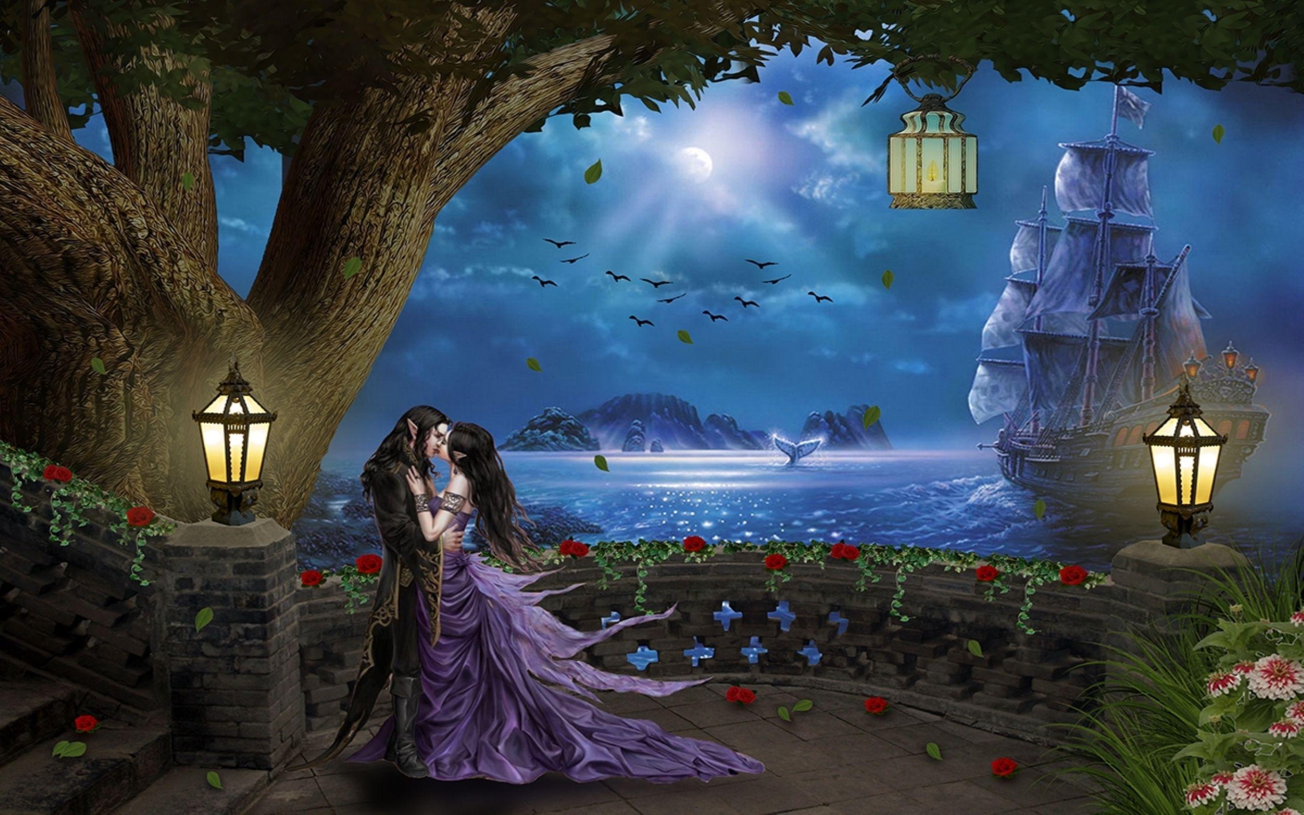 2560x1600 Lovers Elves Wallpaper