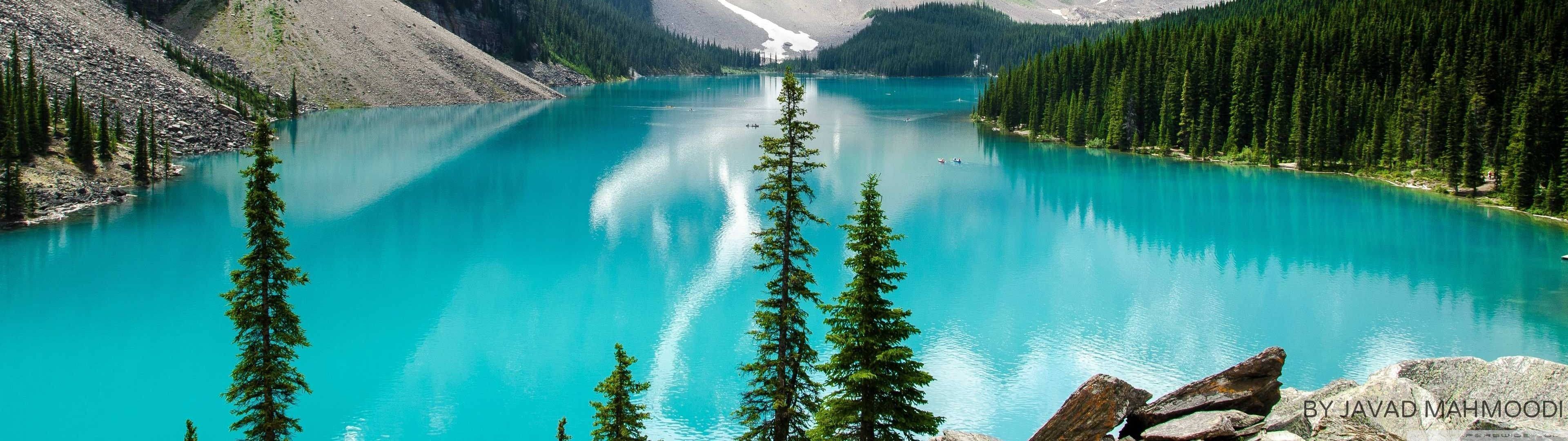 3840x1080 Blue Lake in High Definition Wallpaper