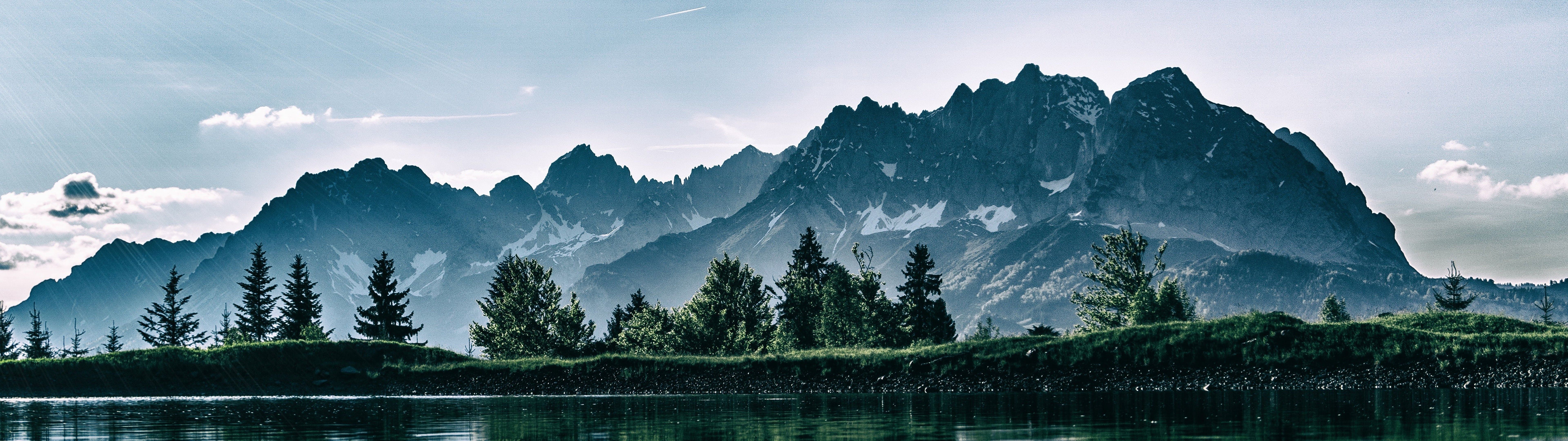 7680x2160 Mountain Landscape Trees Nature Scenery