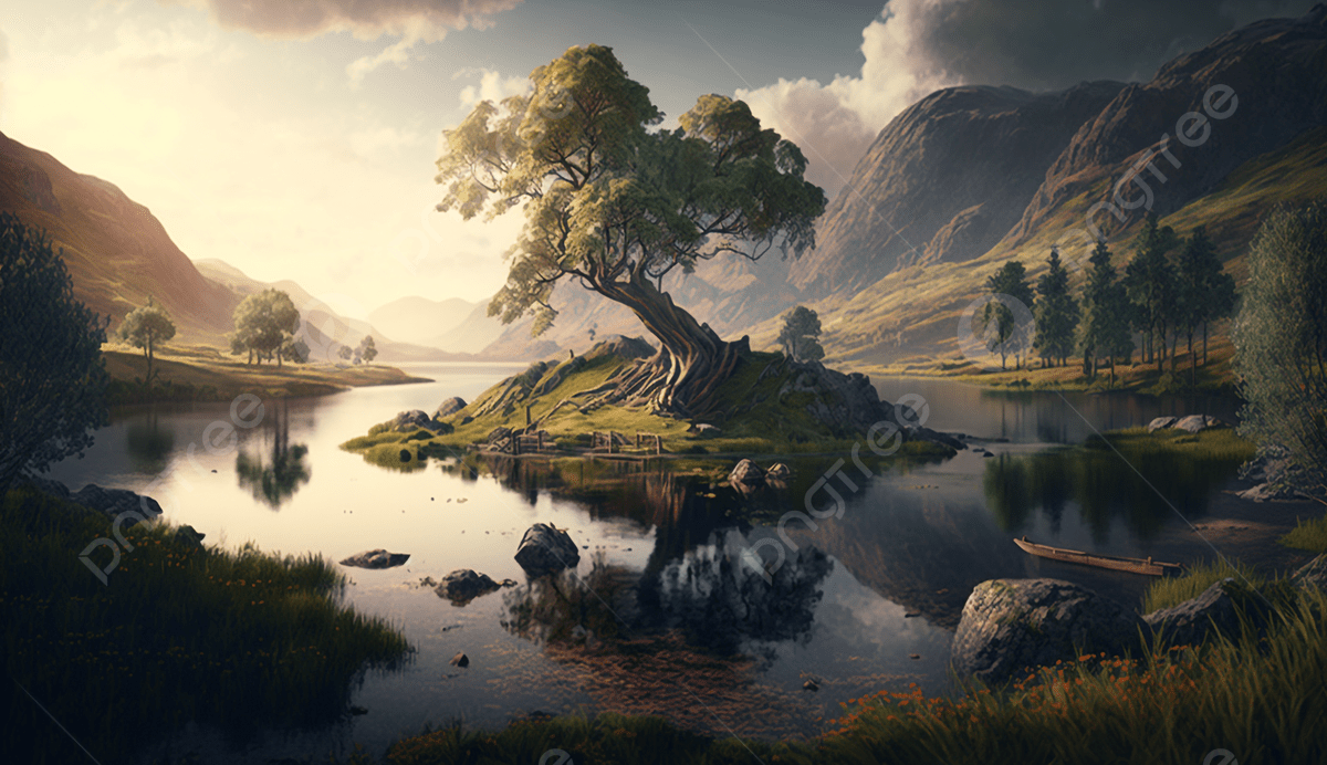 1200x692 Landscape Landscape Big Tree Reflection