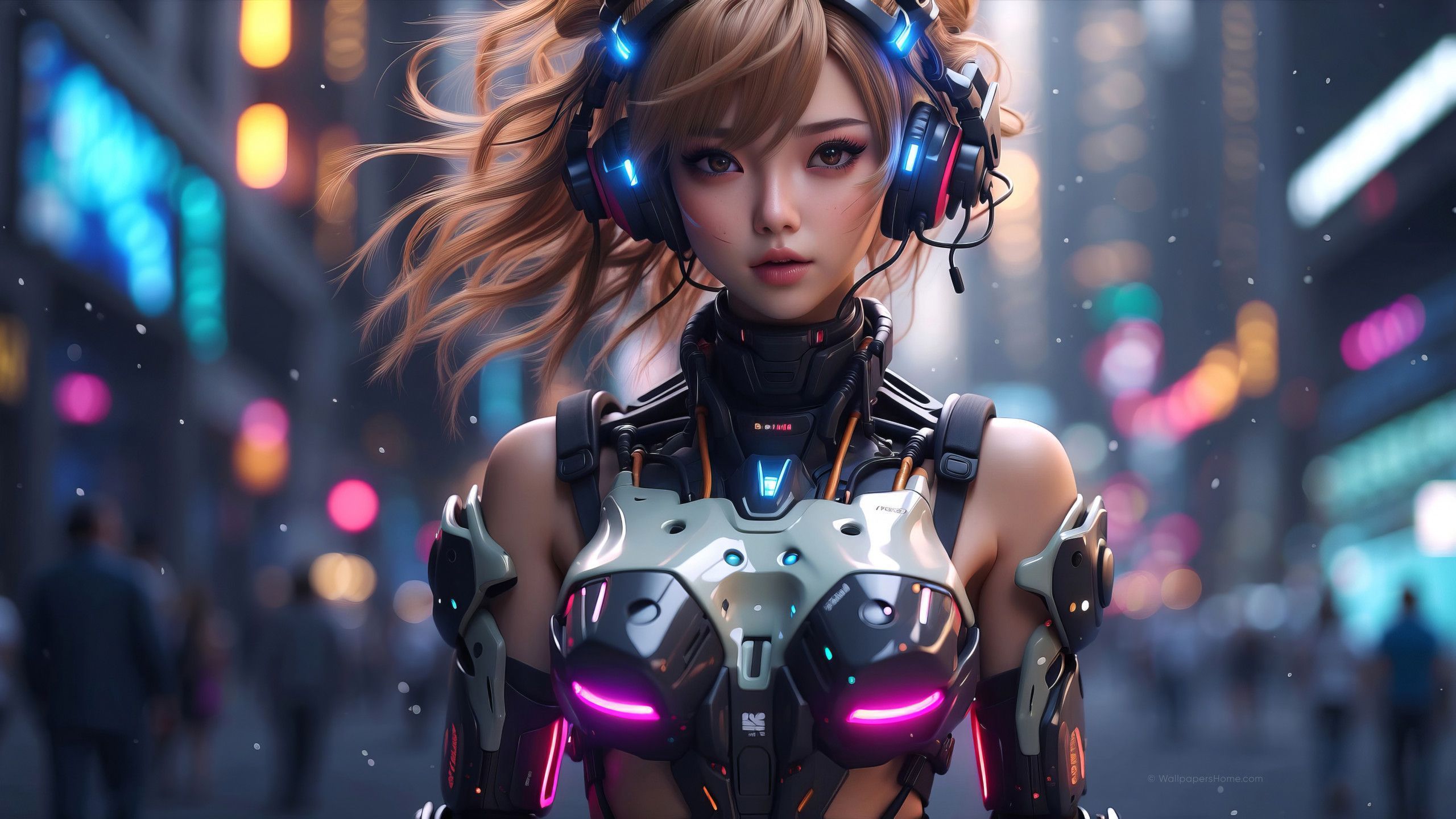 2560x1440 Wallpaper anime girl, cyberpunk, Art