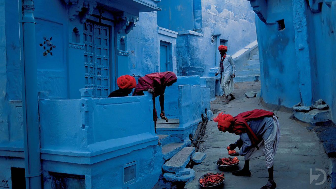 1366x768 Blue Painted Houses. Speciality of Jodhpur Blue City