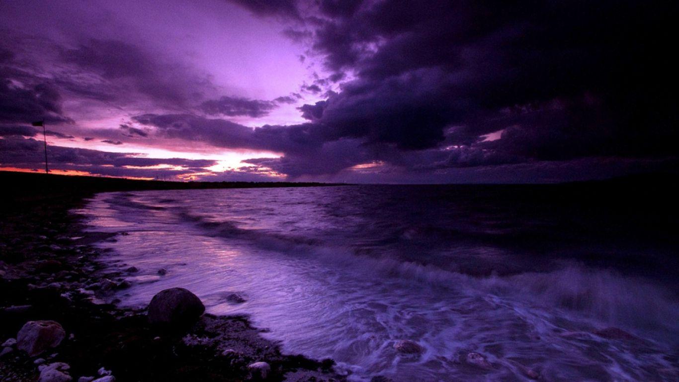 1366x768 Purple Beach Wallpaper