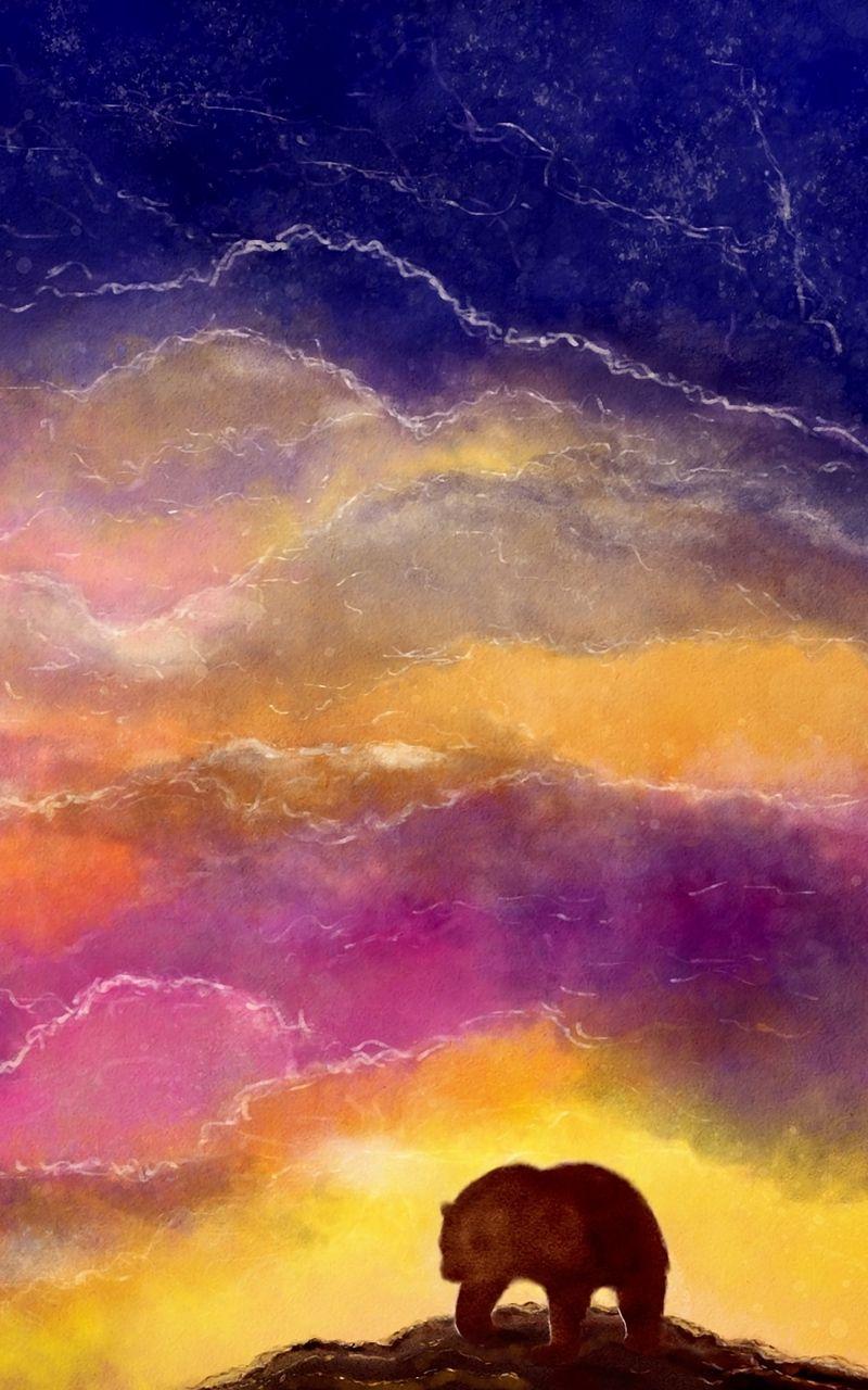 800x1280 Download wallpaper 800x1280 bear, art, colorful, sky samsung