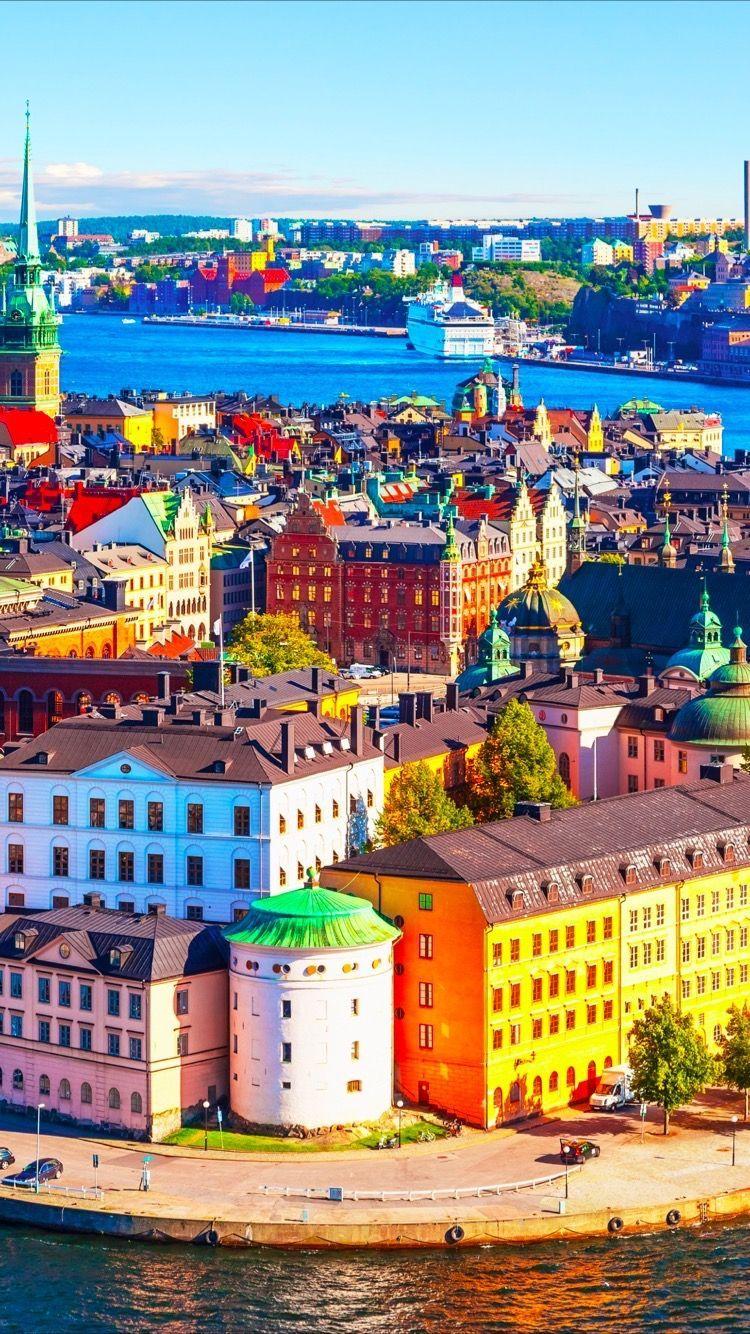 750x1334 Free download Colorful city at the sea wallpaper for iPhonex