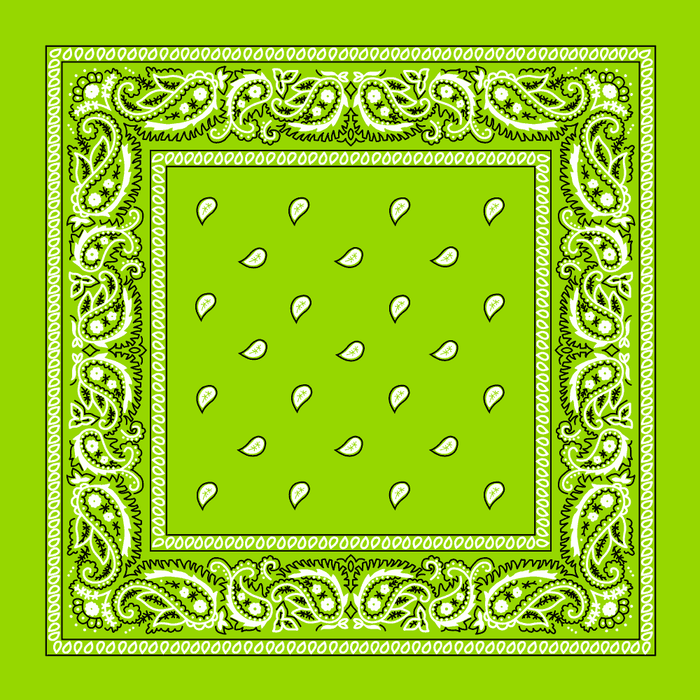 1000x1000 Lime Green Paisley Bandana