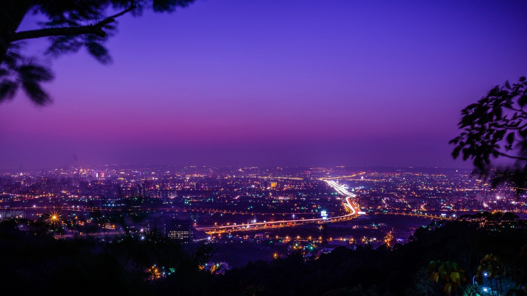 2048x1152 lights, Taichung, Taiwan, sky