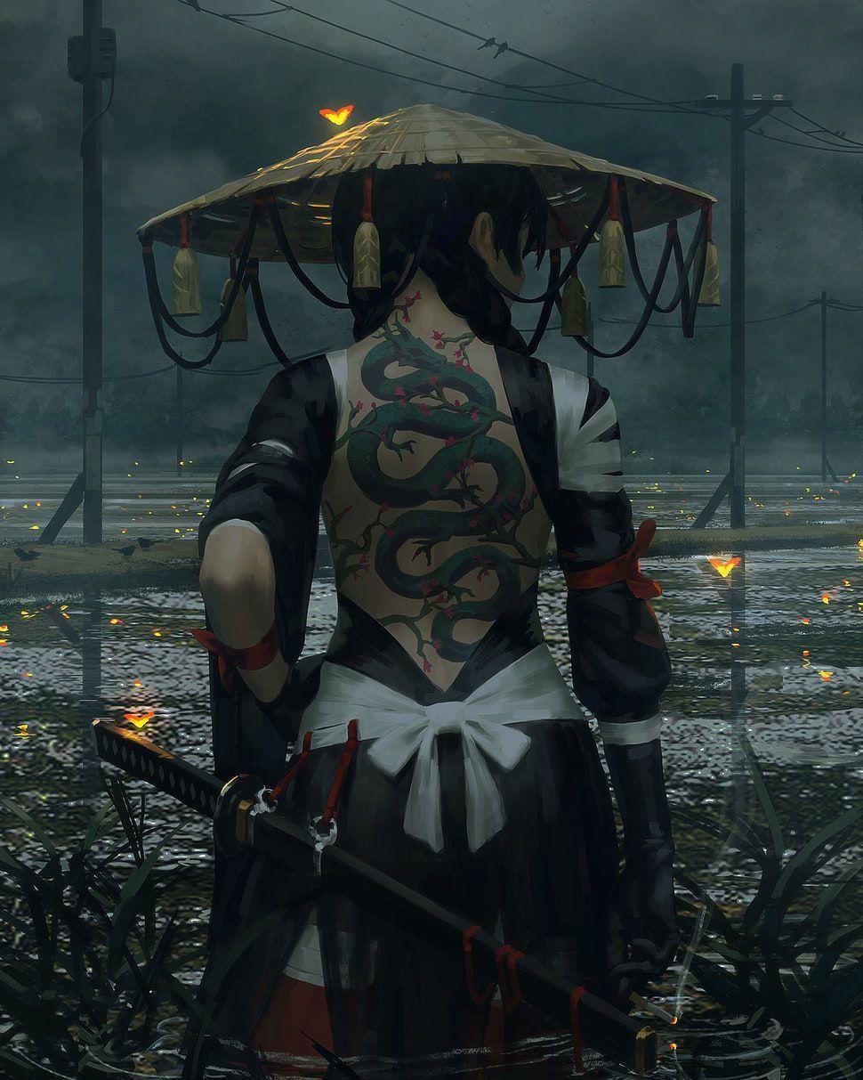 970x1213 female ninja character digital wallpaper, warrior, fantasy