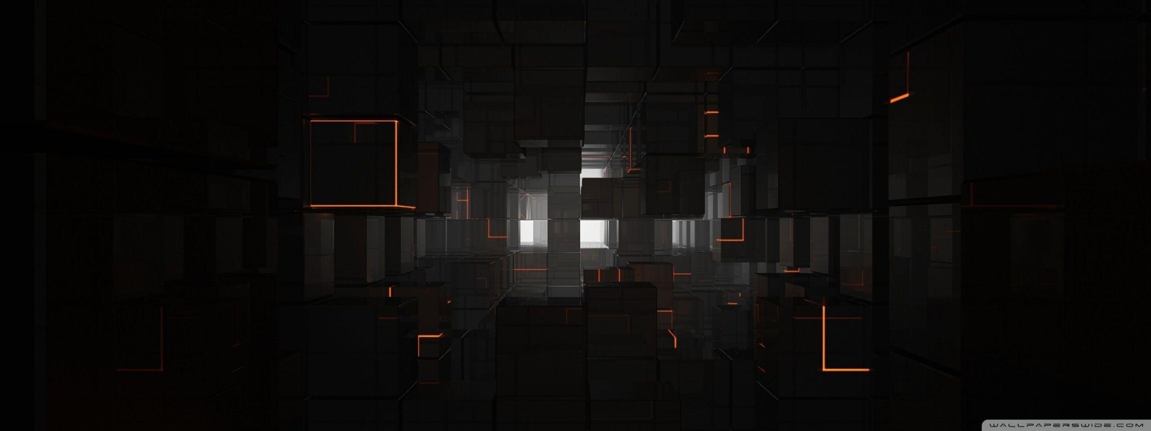 2304x864 Black Cubes 3D ❤ 4K HD Desktop Wallpaper for • Dual Monitor