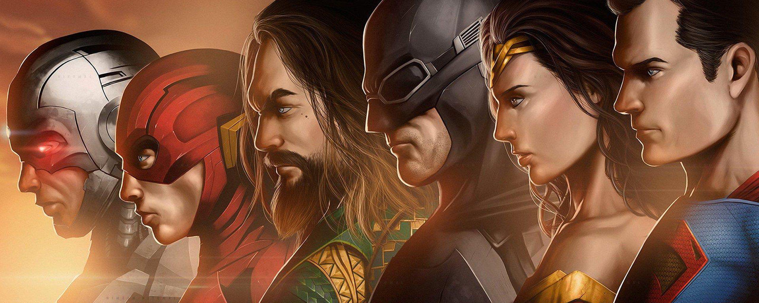 2560x1024 Download Justice League Movie Artwork, Batman, Superman