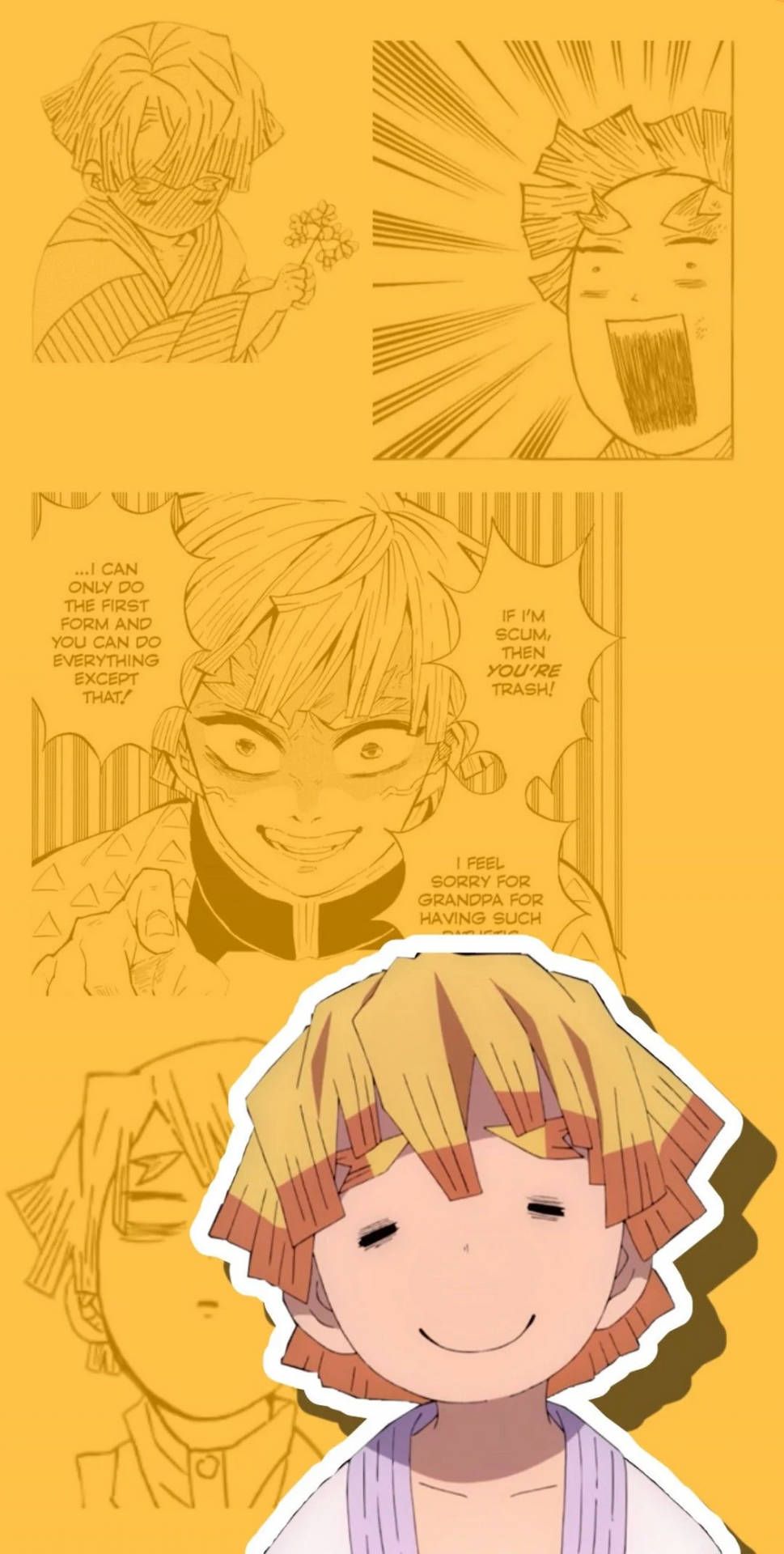 969x1920 Cute Zenitsu Yellow Manga Wallpaper