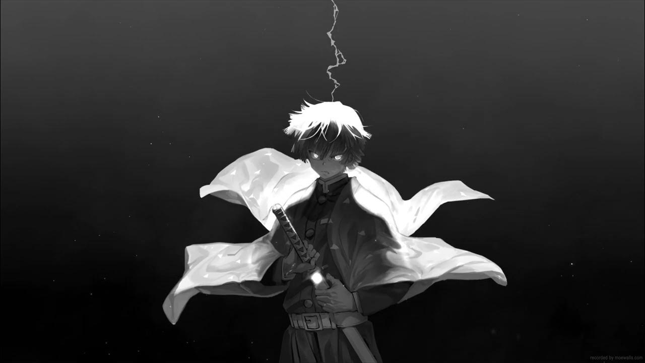 1280x720 Zenitsu Thunder Breathing Monochrome