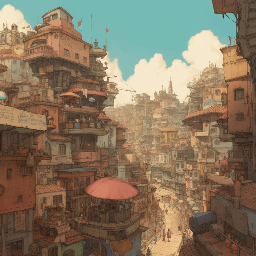 1024x1024 landscape it style of tekkonkinkreet