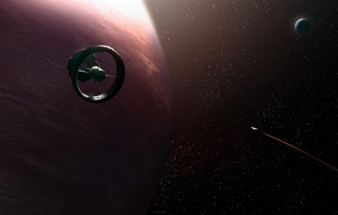 1332x850 Wallpaper space, ship, planet, station, art, Elite, Dangerous, Ashley Barley image for desktop, section космос