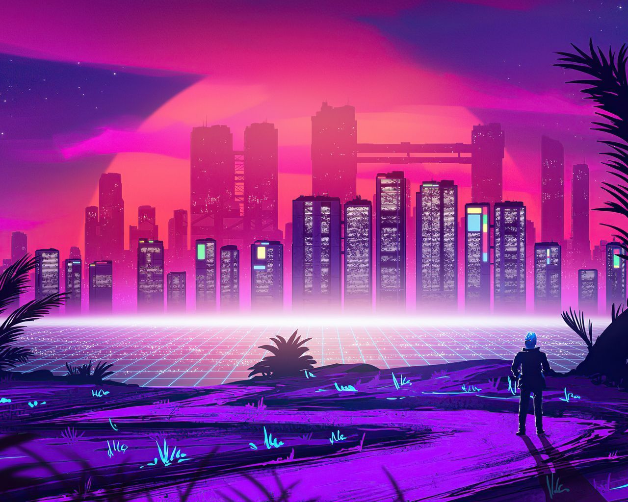 1280x1024 City Music Wave Wallpaper